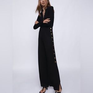 ZARA BUTTONED WIDE LEG PANTS